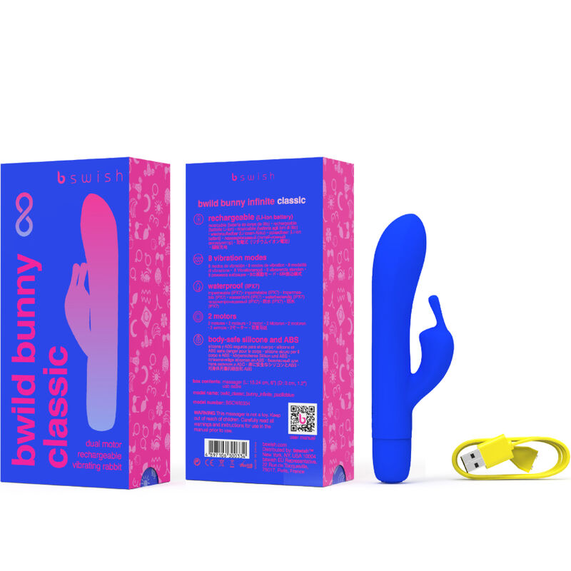 B SWISH - BWILD BUNNY INFINITE CLASSIC OPLAADBARE VIBRATOR BLAUW SILICONEN