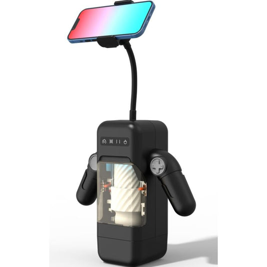 GAME CUP - STUWENDE VIBRATIE MASTURBATOR MET VERWARMINGSFUNCTIE EN MOBIELE HOUDER - ZWART