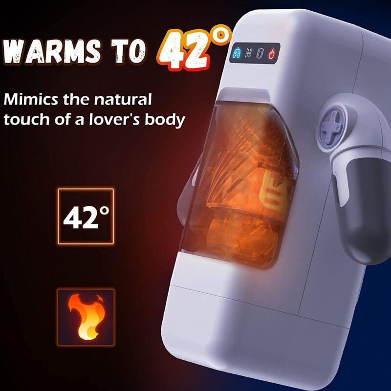 GAME CUP - STUWENDE VIBRATIE MASTURBATOR MET VERWARMINGSFUNCTIE EN MOBIELE HOUDER - ZWART