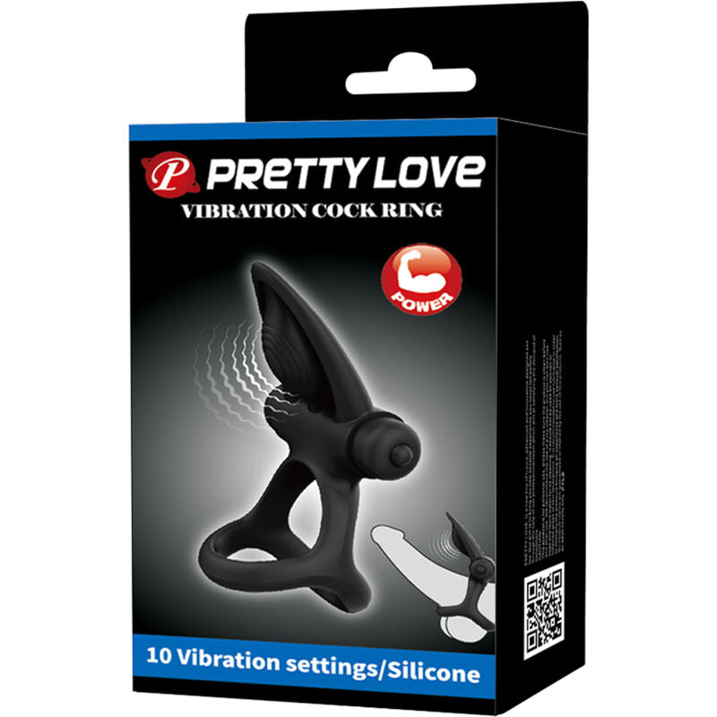 PRETTY LOVE - VIBRERENDE RING 10 TRILLINGEN ZWARTE SILICONEN