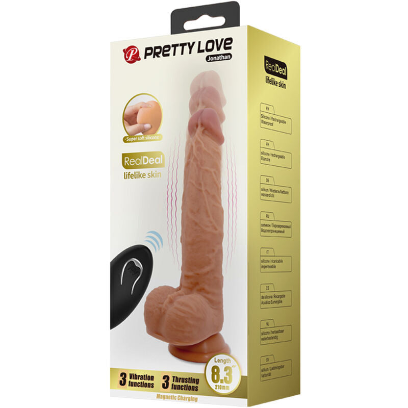 PRETTY LOVE - JONATHAN SILICONE DILDO 3 TRILLINGEN + 3 INBRENGMATEN AFSTANDSBEDIENING 21 CM