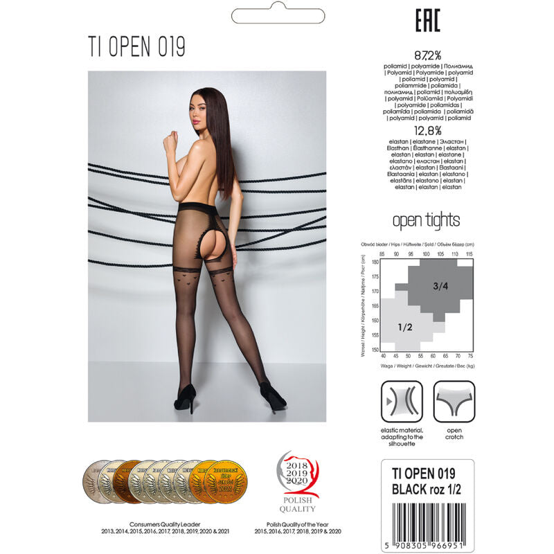PASSION - TIOPEN 019 ZWARTE PANTY 3/4 20 DEN
