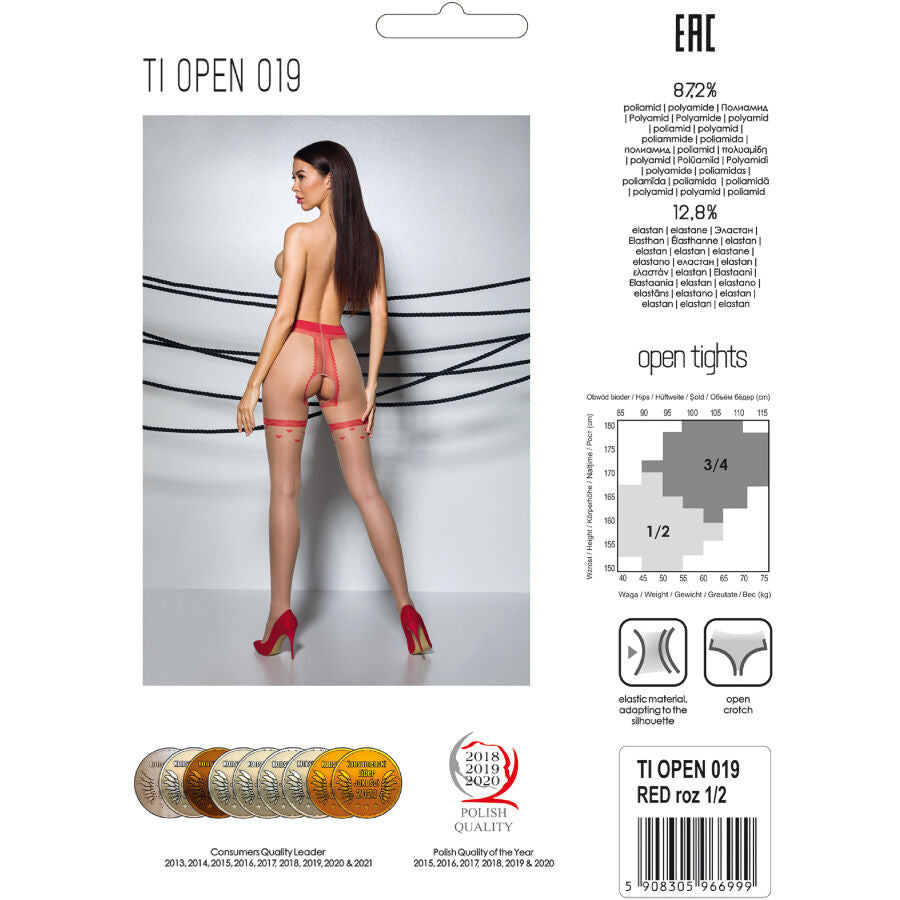 PASSION - TIOPEN 019 RODE PANTY 1/2 20 DEN