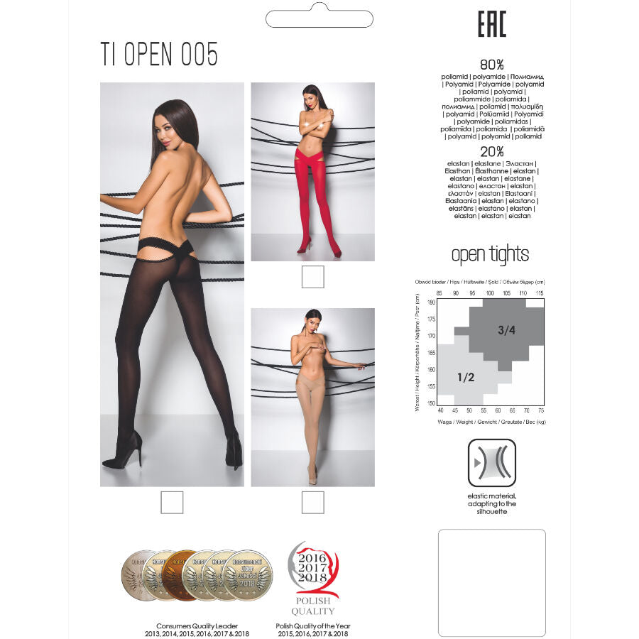 PASSION - TIOPEN 005 ZWARTE PANTY 3/4 60 DEN