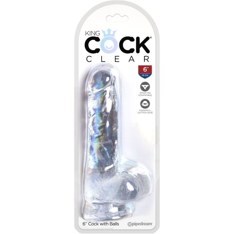 KING COCK - DUIDELIJKE REALISTISCHE PENIS MET BALLEN 13.5 CM TRANSPARANT