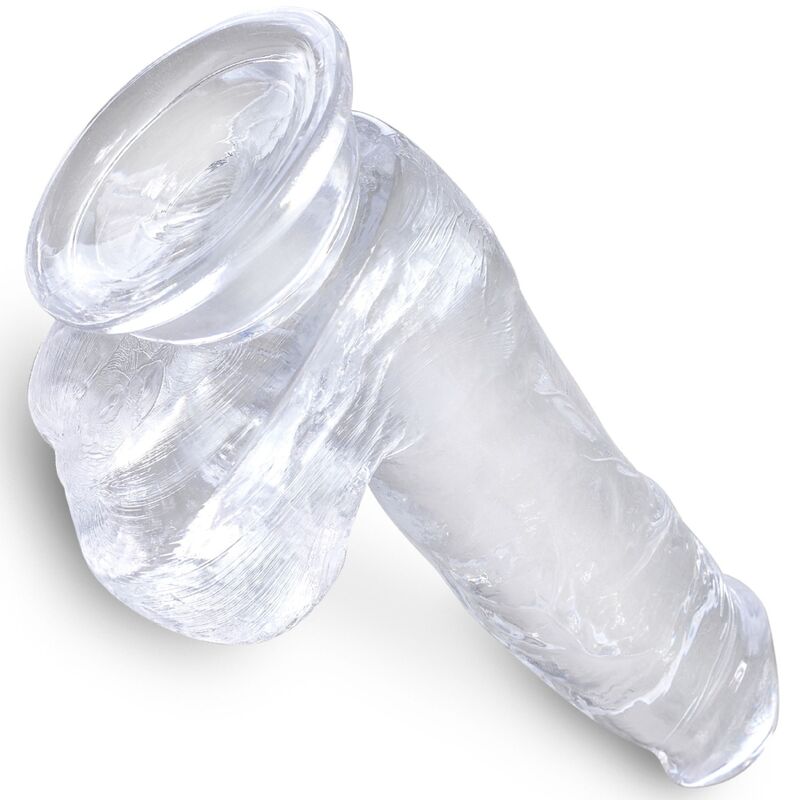 KING COCK - DUIDELIJKE REALISTISCHE PENIS MET BALLEN 13.5 CM TRANSPARANT