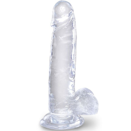 KING COCK - DUIDELIJKE REALISTISCHE PENIS MET BALLEN 15,2 CM TRANSPARANT
