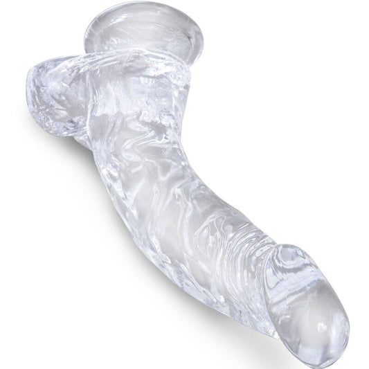KING COCK - DUIDELIJKE REALISTISCHE GEBOGEN PENIS MET BALLEN 16.5 CM TRANSPARANT
