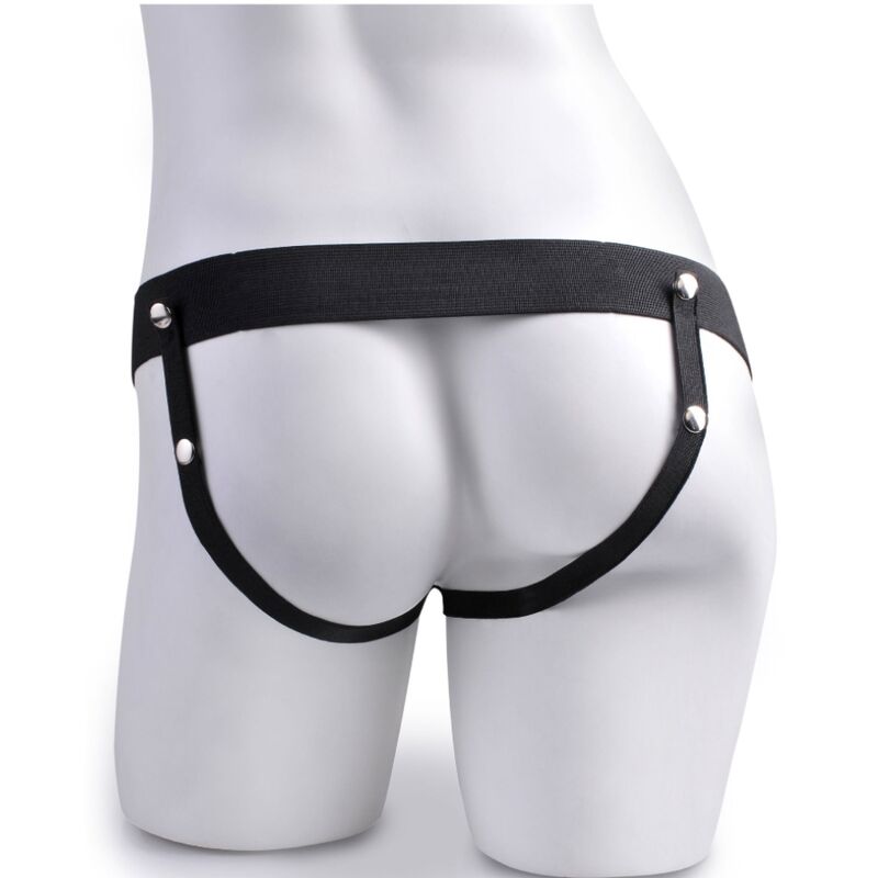 FETISJ FANTASIE SERIE - VERSTELBAAR TUIGJE AFSTANDSBEDIENING REALISTISCHE PENIS MET OPLAADBARE TEELBALLEN EN VIBRATOR 15 CM
