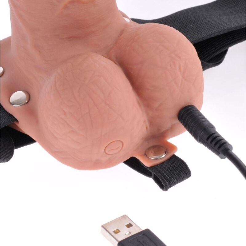 FETISH FANTASY SERIE - VERSTELBAAR HARNAS REALISTISCHE PENIS MET BALLEN OPLAADBAAR EN VIBRATOR 17,8 CM