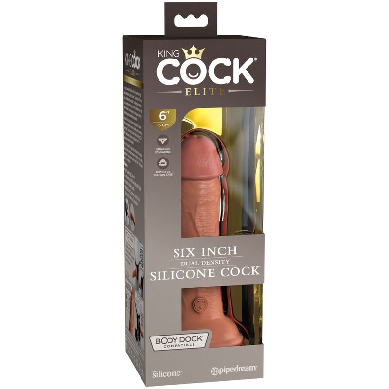 KING COCK - ELITE REALISTISCHE SILICONEN DILDO 15,2 CM KARAMEL