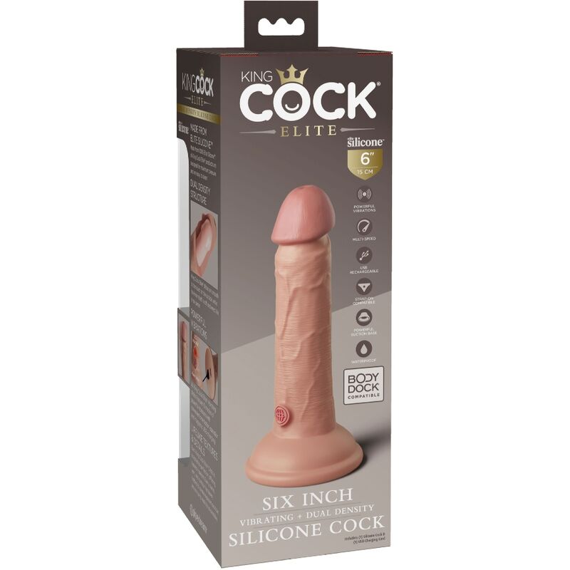 KING COCK - ELITE REALISTISCHE DILDO TRILLEND & SILICONEN 15.2 CM