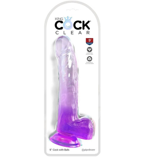 KING COCK - DOORZICHTIGE DILDO MET TESTIKELS 20,3 CM PAARS