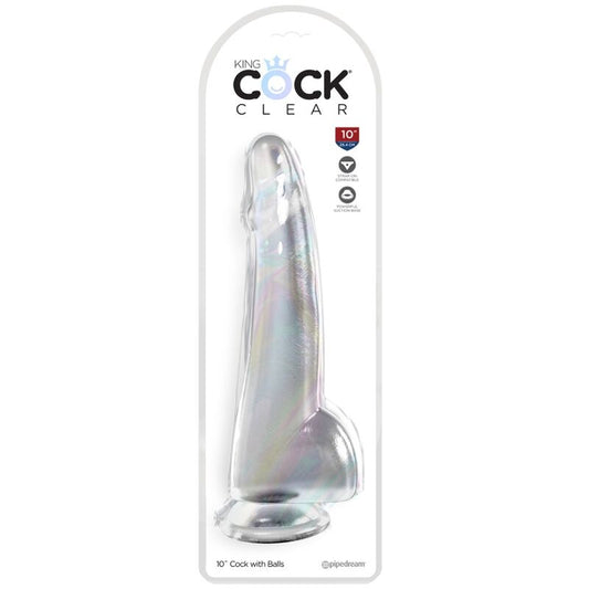 KING COCK - DUIDELIJKE DILDO MET TESTIKELS 19 CM TRANSPARANT
