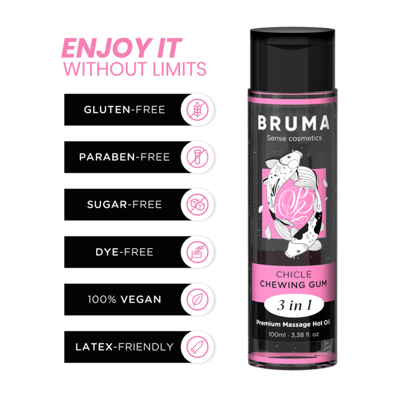 BRUMA - PREMIUM MASSAGE HETE OLIE KAUWGOM 3 IN 1 - 100 ML