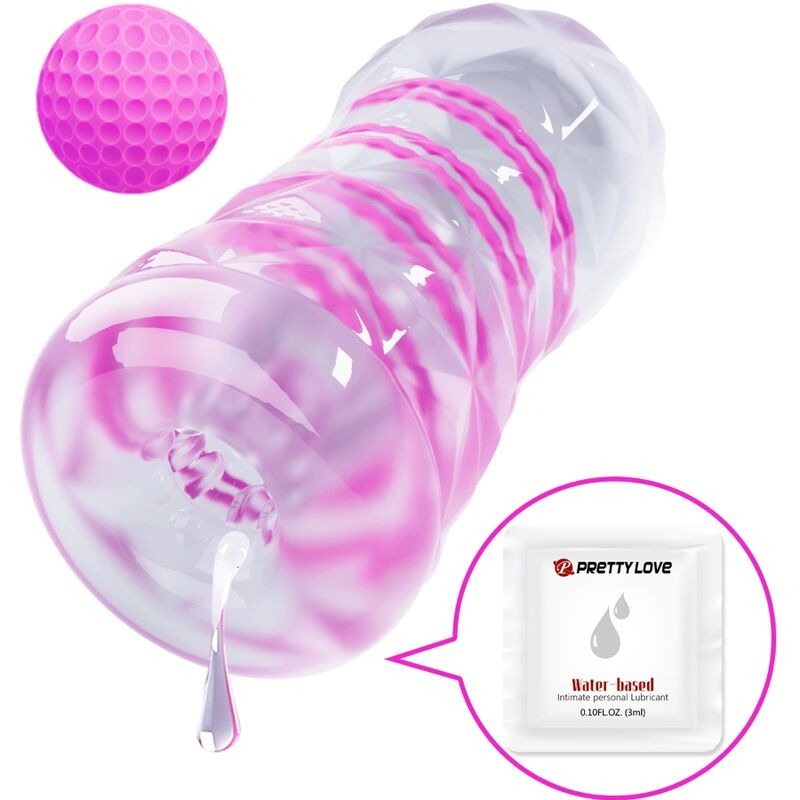 PRETTY LOVE - FANTASY MANNELIJKE MASTURBATOR MET INWENDIGE SPIRAAL EN TRANSPARANTE BALLEN