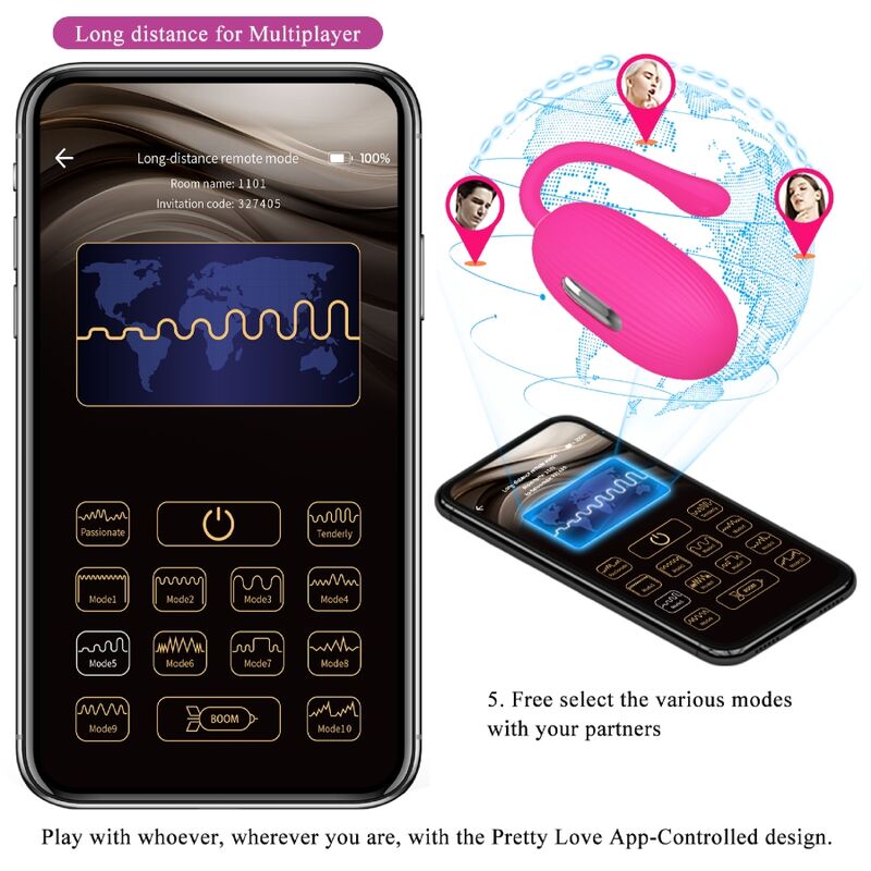 PRETTY LOVE - DOREEN OPLAADBAAR TRILEI MAGENTA AFSTANDSBEDIENING
