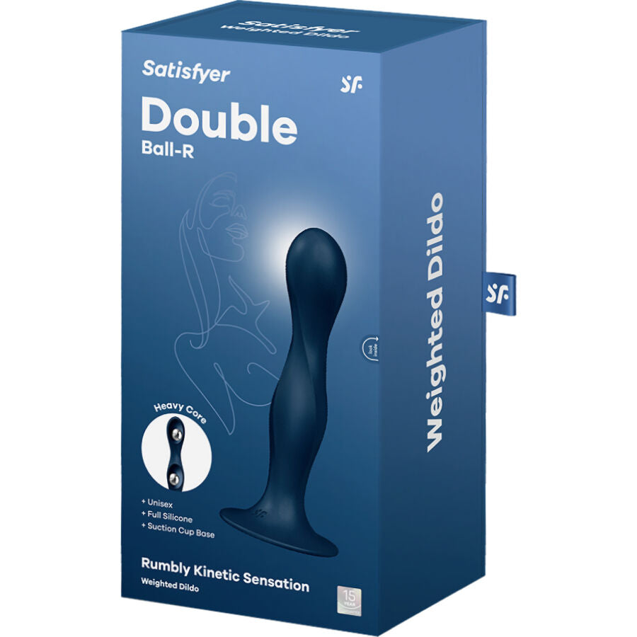 SATISFYER - DOUBLE BALL-R DILDO SILICONE BLAUW
