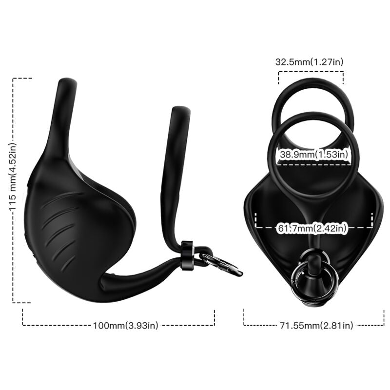 ARMONY - MANTA SCROTUM VIBRATOR RING AFSTANDSBEDIENING ZWART