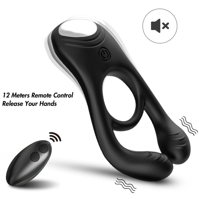 ARMONY - VEYRON DUBBELE VIBRATORRING VOOR PAARTJES MET AFSTANDSBEDIENING ZWART