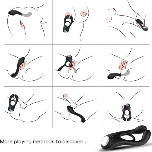 ARMONY - VEYRON DUBBELE VIBRATORRING SPEELGOED VOOR KOPPELS ZWART