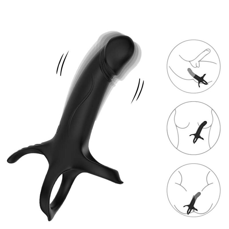 ARMONY - DILDO MET RING & VIBRATOR AFSTANDSBEDIENING ZWART