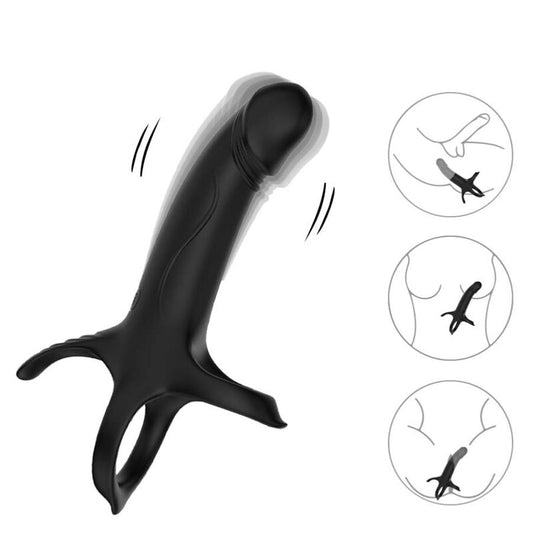 ARMONY - DILDO MET RING & VIBRATOR AFSTANDSBEDIENING ZWART
