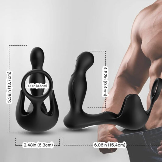 ARMONY - SURROUND VIBRATOR ANAAL & STIMULATOR TEELBALLEN & RING AFSTANDSBEDIENING ZWART