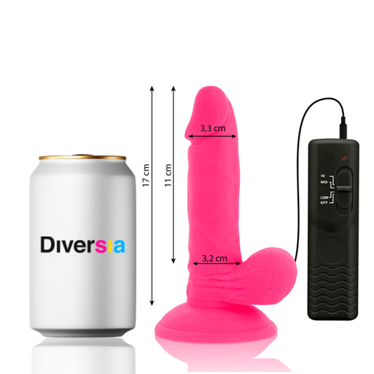 DIVERSIA - FLEXIBELE VIBRERENDE DILDO ROZE 17 CM -O- 3.3 CM