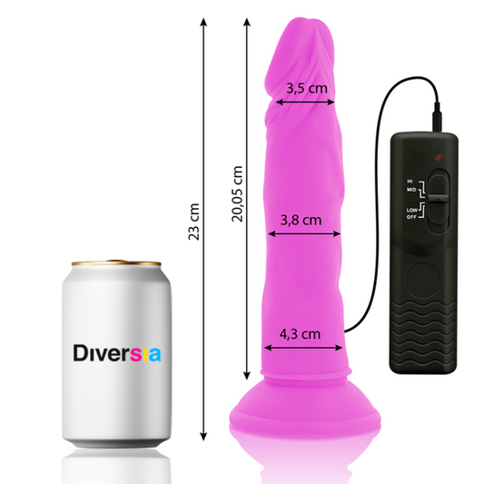 DIVERSIA - FLEXIBELE VIBRERENDE DILDO PAARS 23 CM -O- 4,3 CM