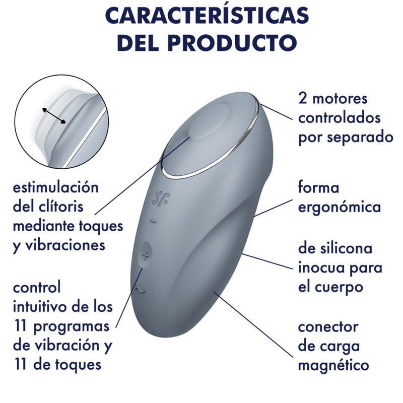 SATISFYER - TAP & CLIMAX 1 LAY-ON VIBRATOR GRIJS
