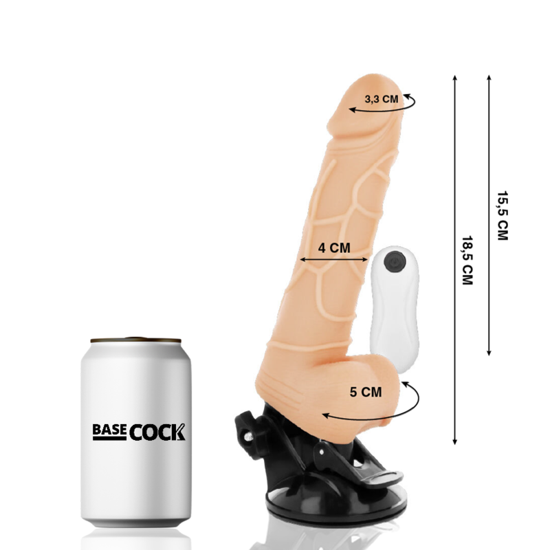 BASECOCK - REALISTISCHE VIBRATOR AFSTANDSBEDIENING HUIDSKLEUR 18,5 CM -O- 4CM