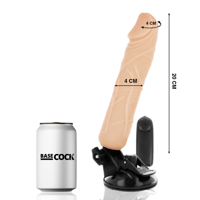 BASECOCK - REALISTISCHE VIBRATOR AFSTANDSBEDIENING HUIDSKLEUR 20 CM -O- 4 CM