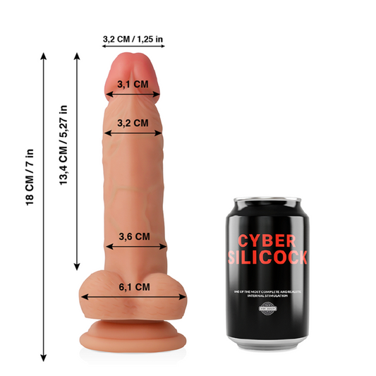 CYBER SILICOCK - JUDE ULTRA REALISTISCHE ZACHTE VLOEIBARE SILICONE 18 CM -O- 3.2 CM