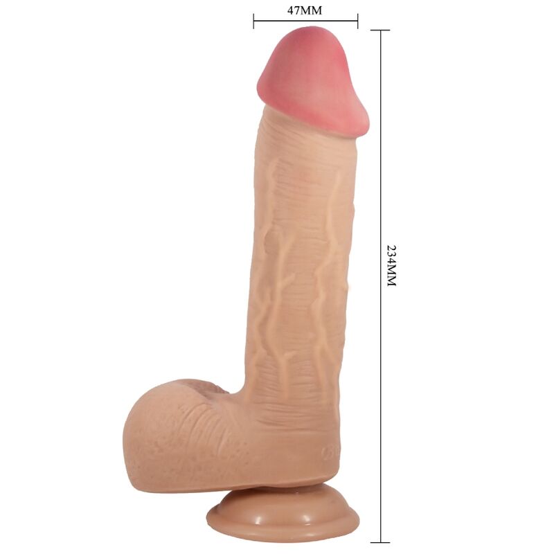 PRETTY LOVE - SLIDING SKIN SERIES REALISTISCHE DILDO MET VERSCHUIVENDE HUID ZUIGNAP VLEESKLEUR 23,4 CM