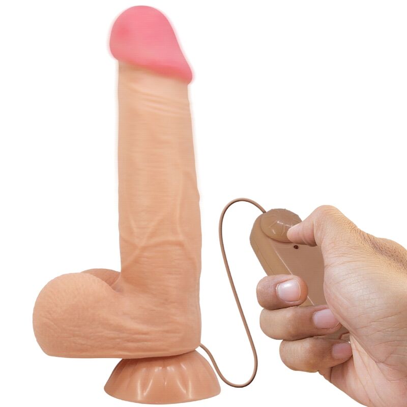PRETTY LOVE - SLIDING SKIN SERIES REALISTISCHE DILDO MET VERSCHUIVENDE HUID ZUIGNAP AFSTANDSBEDIENING HUIDSKLEUR 21.8 CM