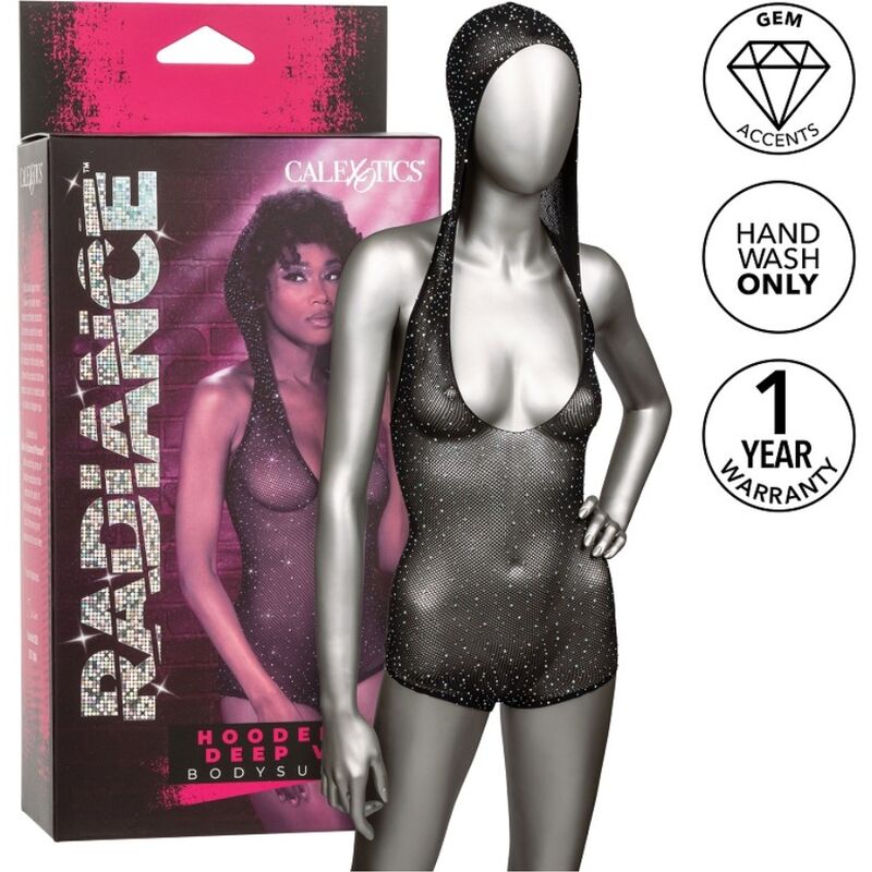 CALEXOTICS - RADIANCE BODYSUIT MET CAPUCHON EN DIEPE V-HALS