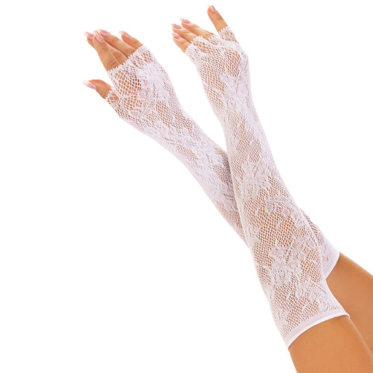 LEG AVENUE - BLOEMENNET ZONDER VINGERS HANDSCHOENEN WIT