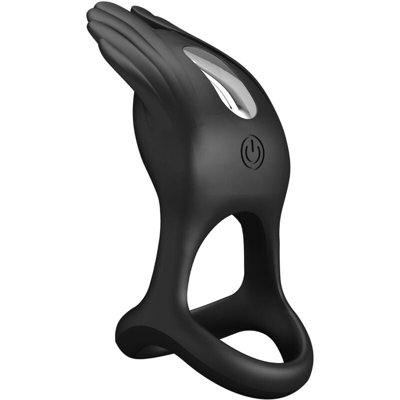 PRETTY LOVE - SILAS VIBRERENDE PENISRING 7 TRILLINGEN ZWARTE SILICONE