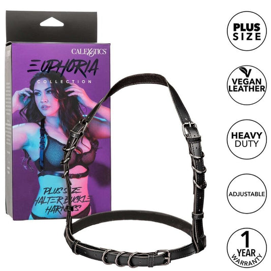 CALEXOTICS - EUPHORIA PLUS SIZE TUIGJE MET HALTERNECK EN GESP ZWART