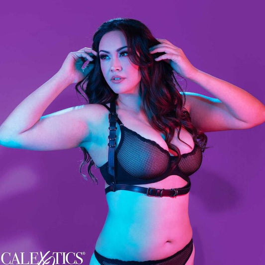 CALEXOTICS - EUPHORIA PLUS SIZE TUIGJE MET HALTERNECK EN GESP ZWART