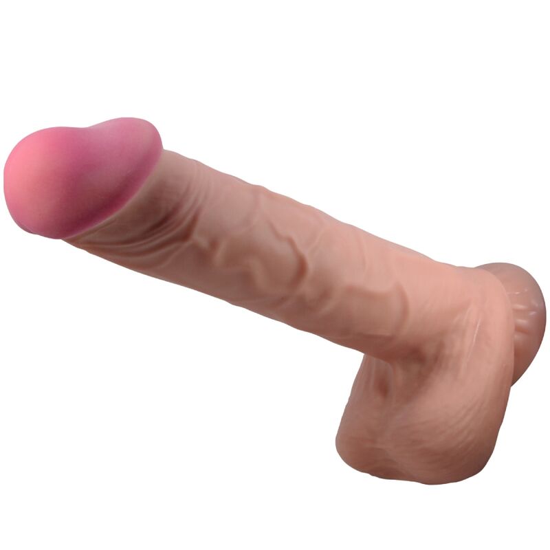 PRETTY LOVE - SLIDING SKIN SERIES REALISTISCHE DILDO MET VERSCHUIVENDE HUID ZUIGNAP BRUIN 26 CM