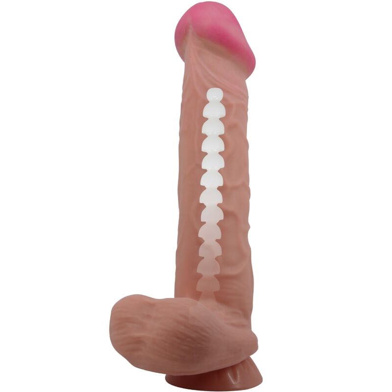 PRETTY LOVE - SLIDING SKIN SERIES REALISTISCHE DILDO MET VERSCHUIVENDE HUID ZUIGNAP BRUIN 26 CM