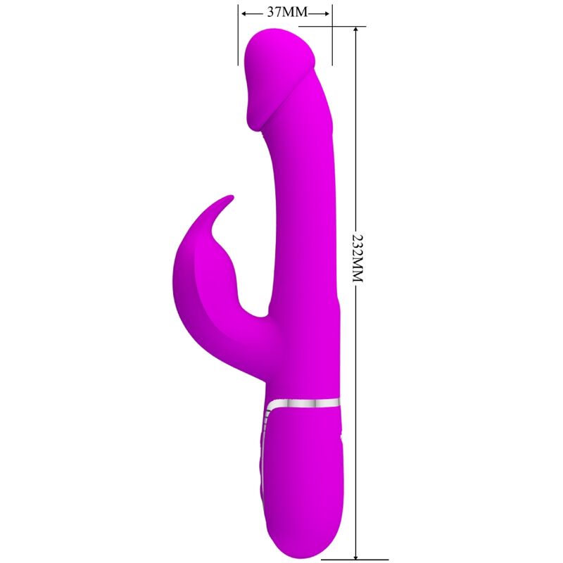 PRETTY LOVE - KAMPAS RABBIT 3-IN-1 MULTIFUNCTIONELE VIBRATOR MET TONG FUCHSIA