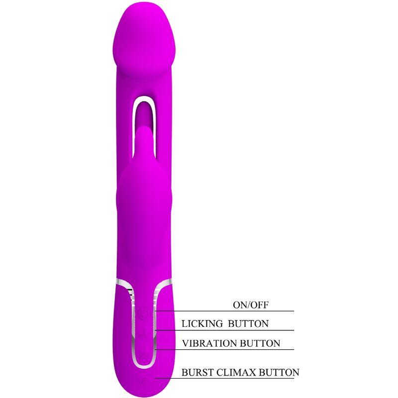 PRETTY LOVE - KAMPAS RABBIT 3-IN-1 MULTIFUNCTIONELE VIBRATOR MET TONG FUCHSIA
