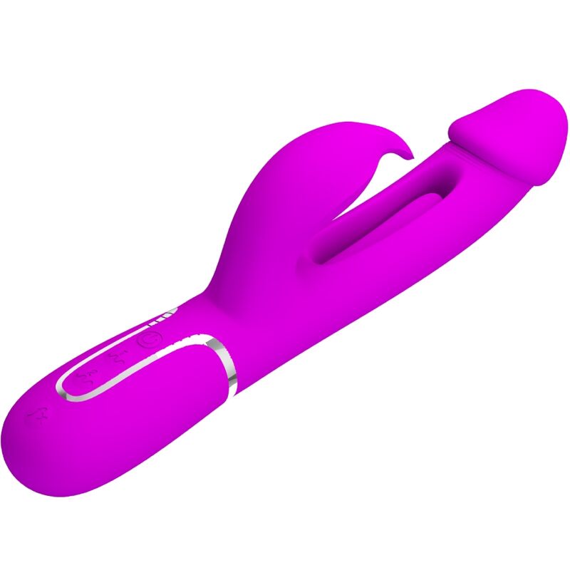 PRETTY LOVE - KAMPAS RABBIT 3-IN-1 MULTIFUNCTIONELE VIBRATOR MET TONG FUCHSIA