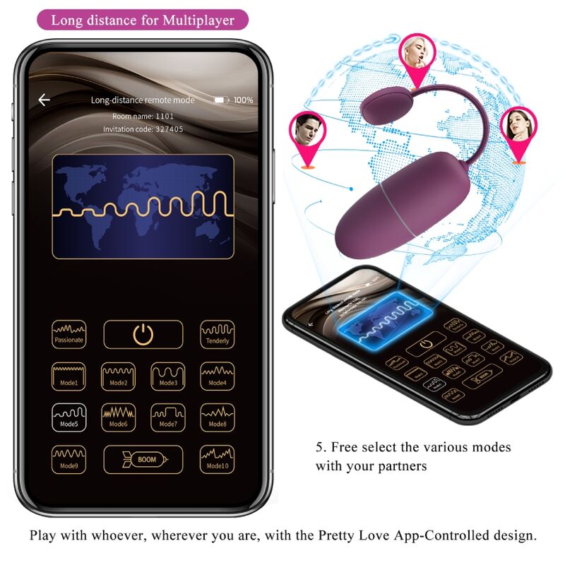 PRETTY LOVE - NYMPH VIBREREND EI APP GECONTROLEERD PAARS