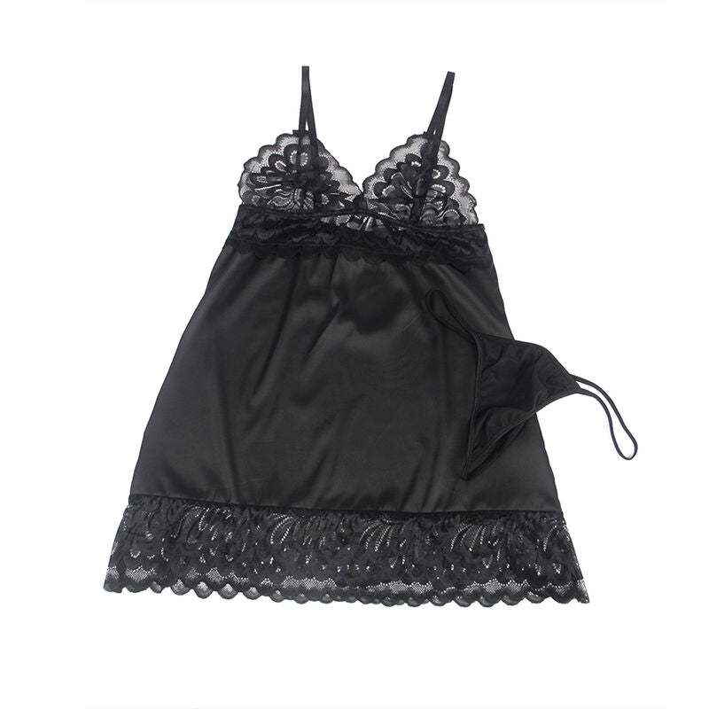 SUBBLIME - BABYDOLL MET BLOEMENPRINT BORST ZWART L/XL