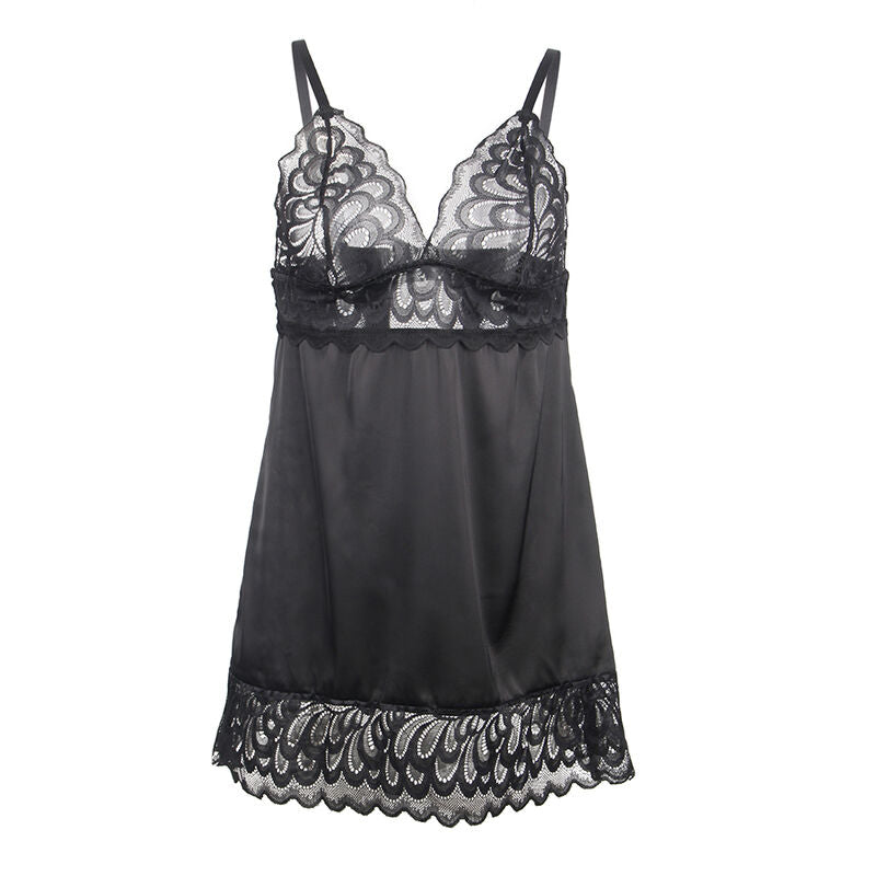 SUBBLIME - BABYDOLL MET BLOEMENPRINT BORST ZWART L/XL