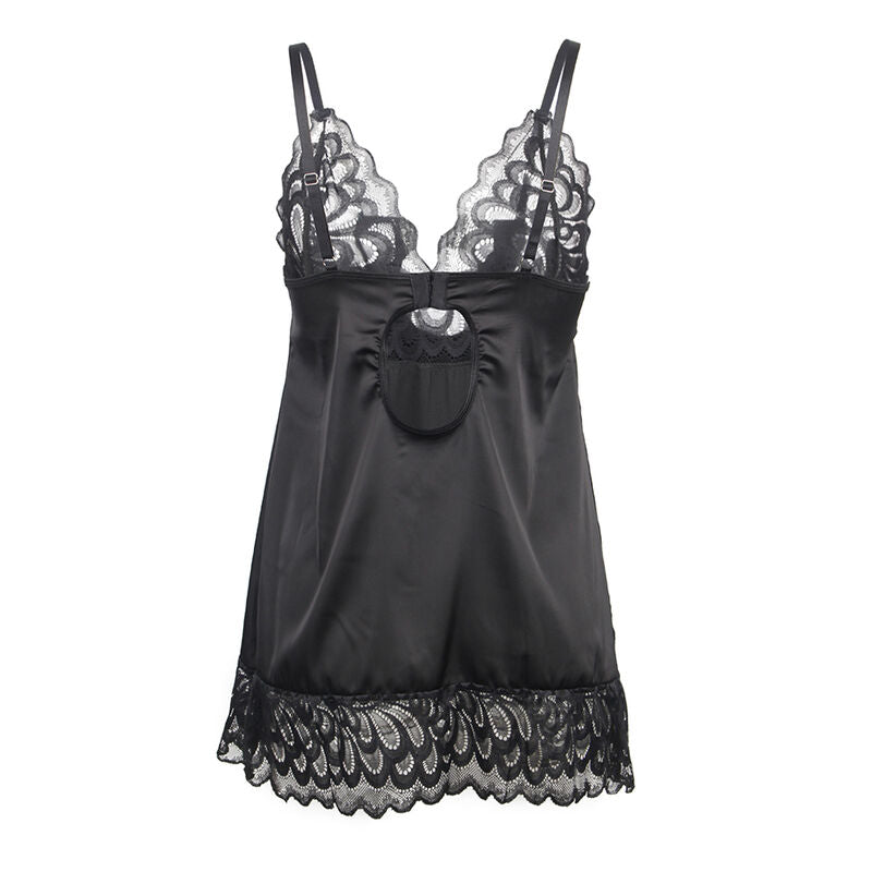 SUBBLIME - BABYDOLL MET BLOEMENPRINT BORST ZWART L/XL